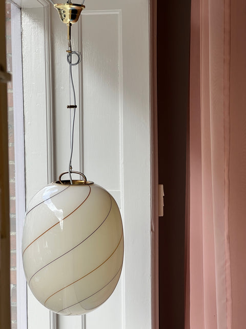 Vintage Murano cream/brown swirl ceiling lamp (H42)