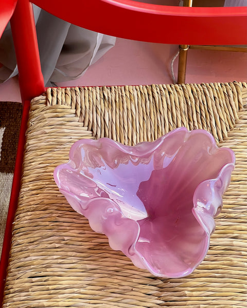 Vintage opal pink Murano shell bowl