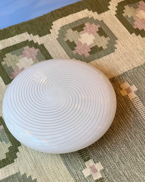 Large vintage Murano white swirl ceiling/wall lamp