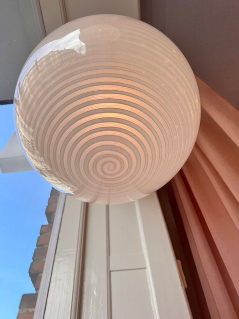 Vintage Murano white spiral ceiling lamp (D40)