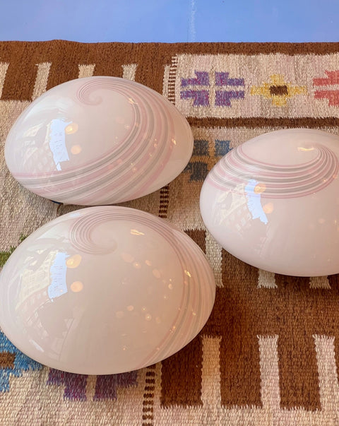 Vintage Murano white/pink swirl ceiling/wall lamp