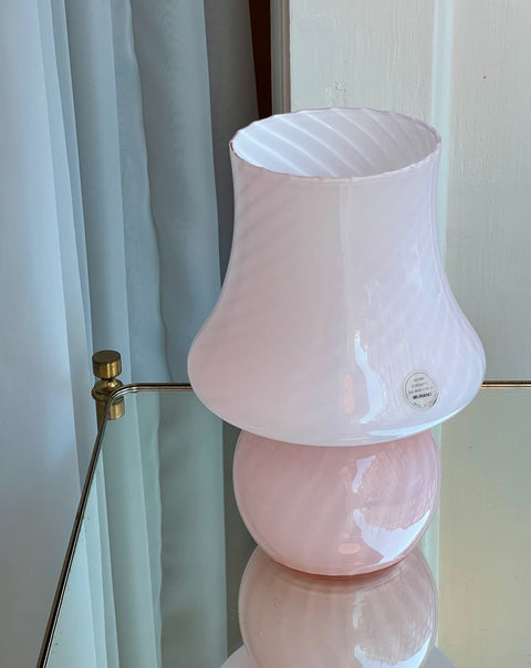 Vintage light pink Murano mushroom table lamp