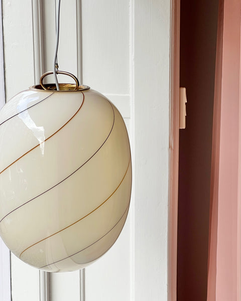 Vintage Murano cream/brown swirl ceiling lamp (H42)