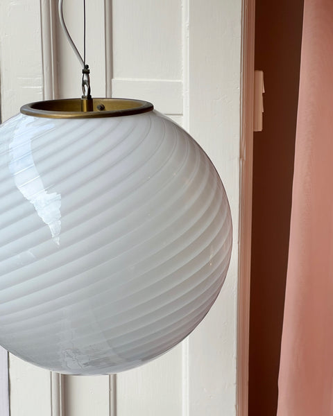 Vintage Murano white swirl ceiling lamp (D40)