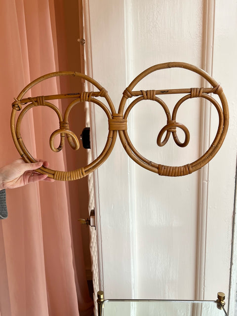 Vintage rattan coat rack