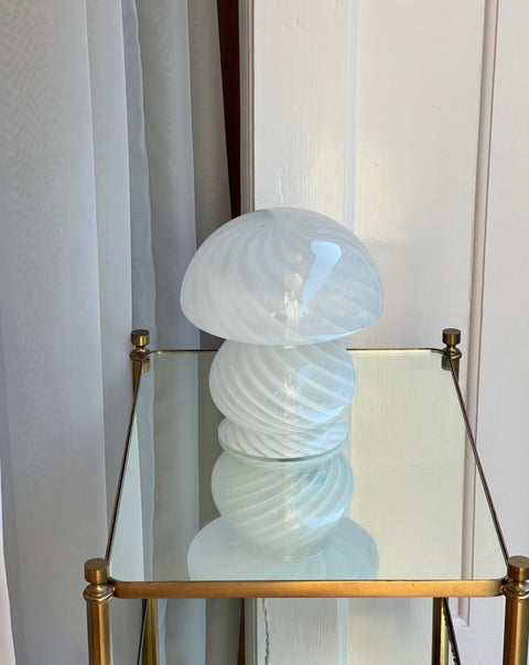 Vintage white Murano mushroom table lamp