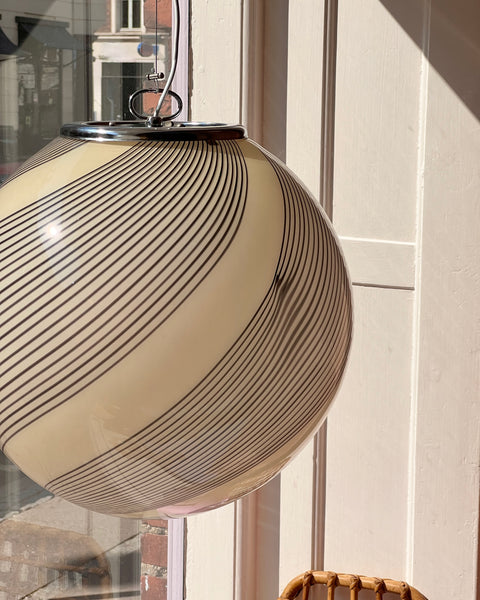 Vintage Murano cream/brown swirl ceiling lamp (D45)