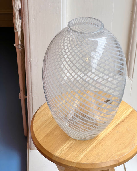 Vintage white/clear swirl Murano vase