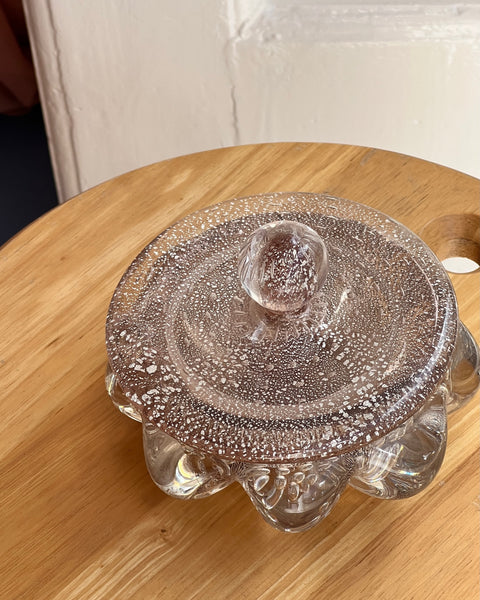 Vintage clear/silver/brown Murano bonbonniere