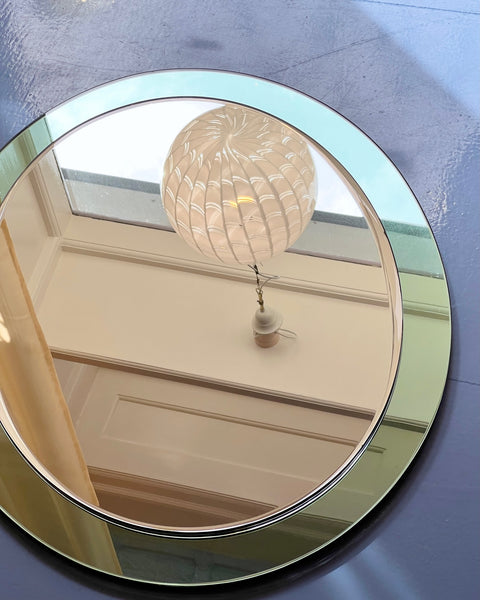 Vintage round Italian mirror with turquoise mirror frame