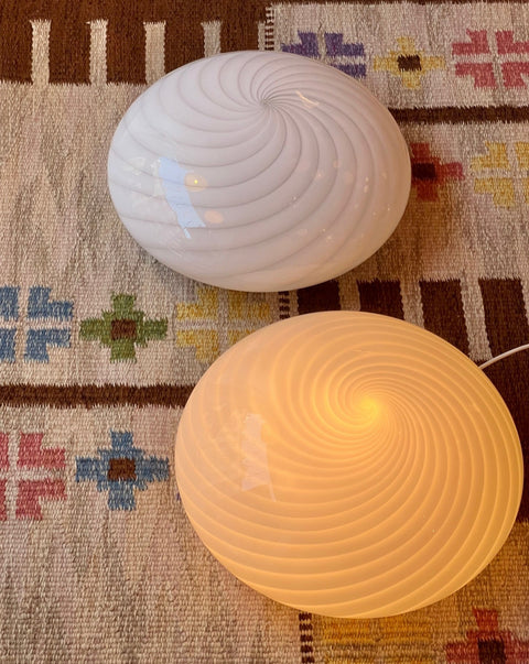 Vintage Murano white swirl ceiling/wall lamp (D40)