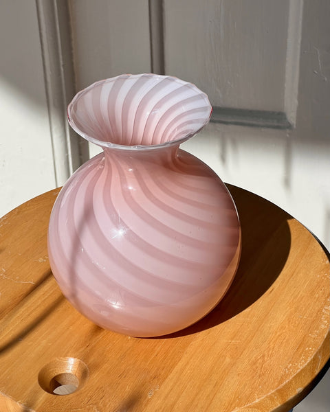 Vintage pink swirl Murano vase