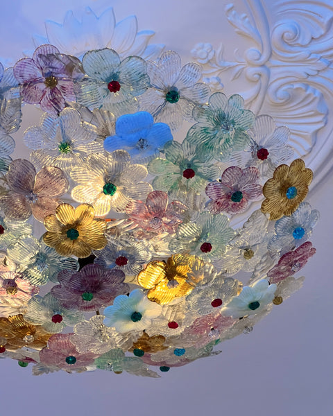 Vintage multi Murano flower ceiling lamp (D45)