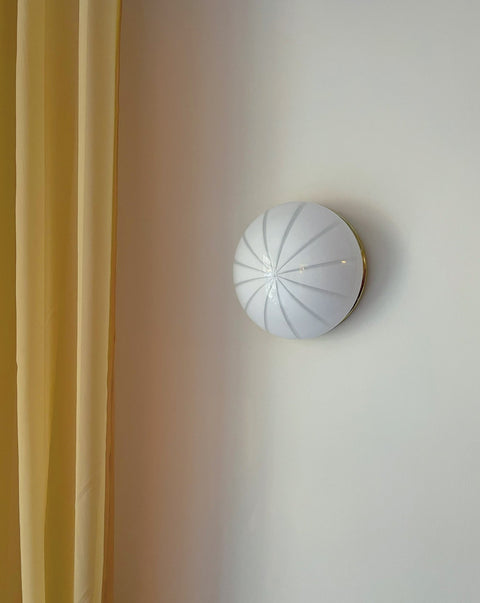 Vintage Murano white spiral ceiling/wall lamp (D30)