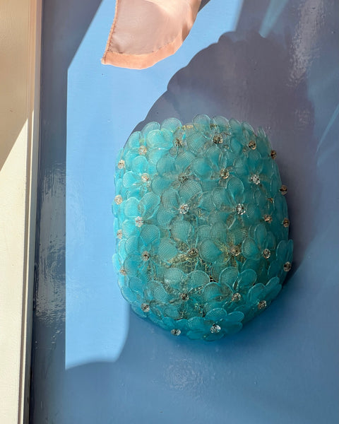 Vintage blue Murano flower wall lamp