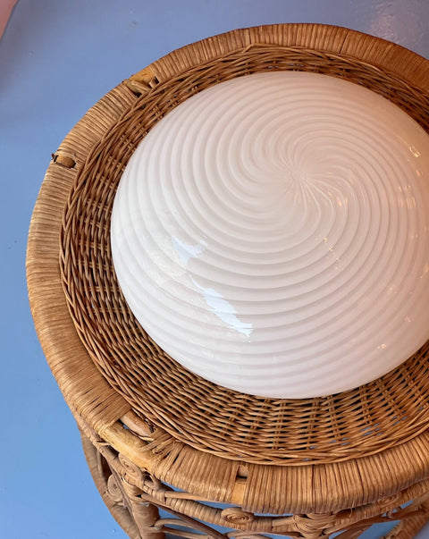 Vintage Murano white swirl ceiling/wall lamp