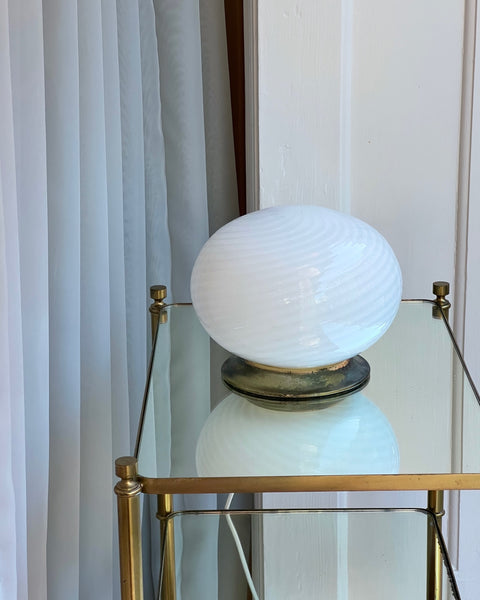 Vintage white swirl Murano table lamp