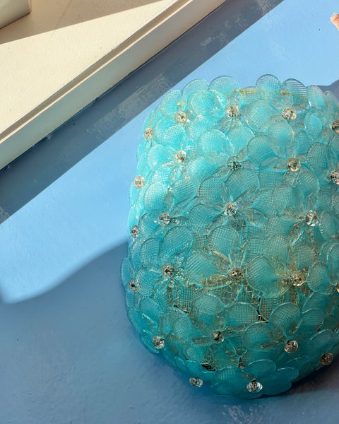 Vintage blue Murano flower wall lamp