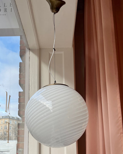 Vintage Murano white swirl ceiling lamp (D40)