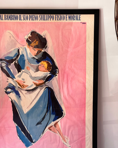 Vintage italian poster "Opera Nazionale Maternità Infanzia" by Ettore Brini, 1957