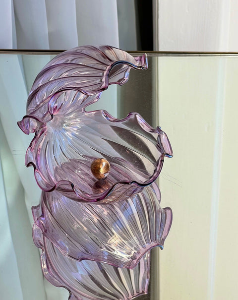 Vintage Murano shell bowl with golden pearl