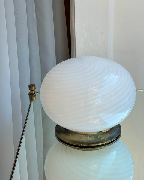 Vintage white swirl Murano table lamp