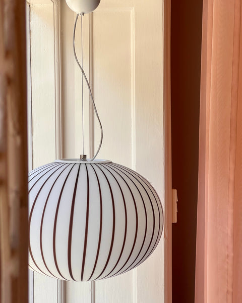 Vintage Murano vertical striped pattern oval ceiling lamp (D45)