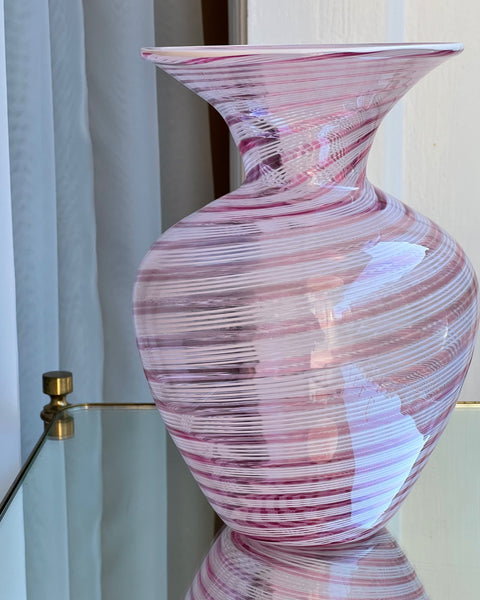 Vintage pink swirl Murano vase