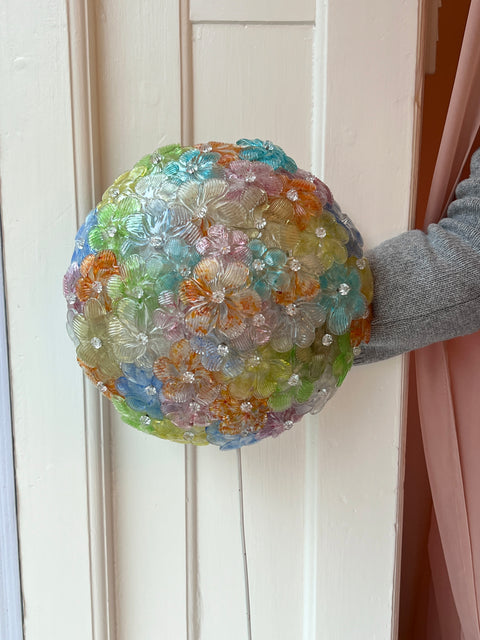 Vintage multi-coloured Murano flower ceiling/wall lamp (D33)