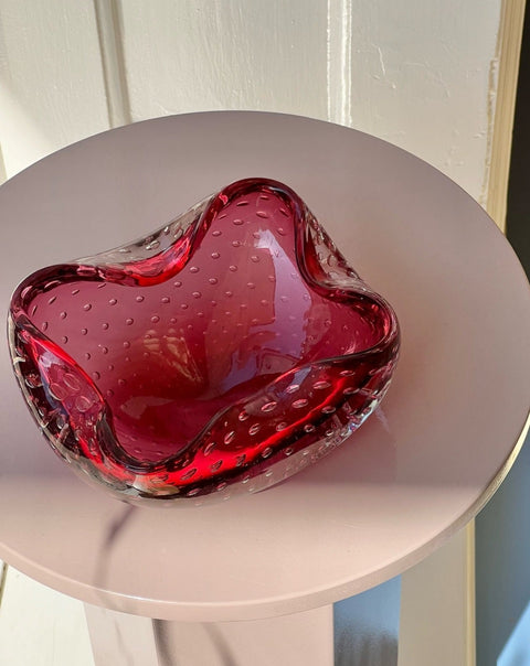 Vintage red bubble Murano bowl