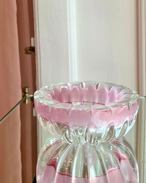 Vintage opal pink/clear Murano bowl