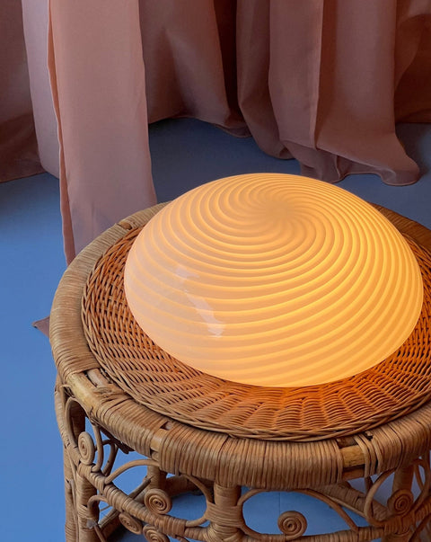 Vintage Murano white swirl ceiling/wall lamp
