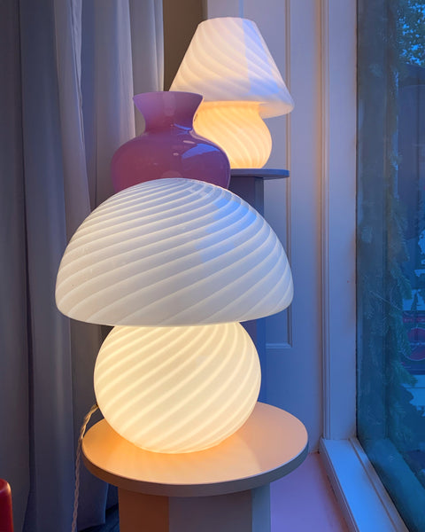 Vintage white Murano mushroom table lamp