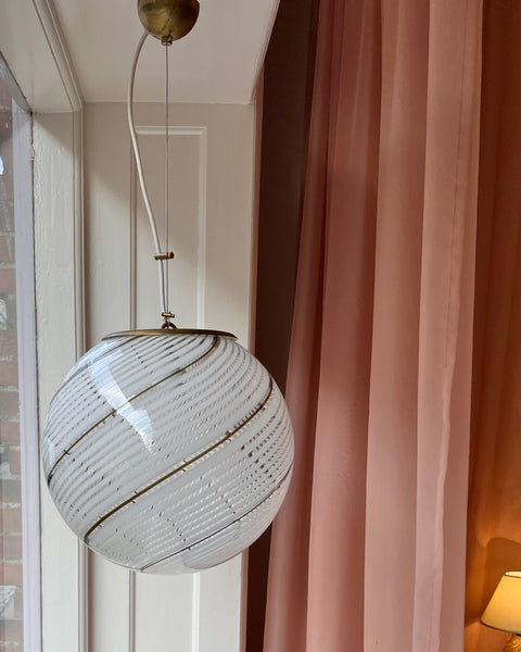 Vintage Murano white/brown/transparent ceiling lamp (D35)