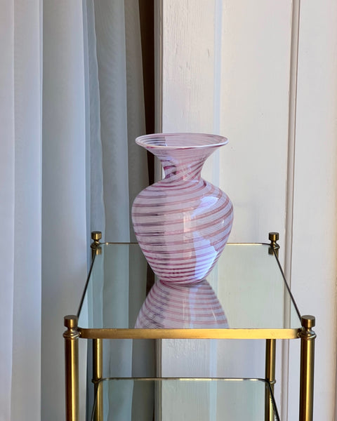 Vintage pink swirl Murano vase