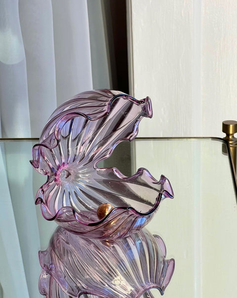 Vintage Murano shell bowl with golden pearl