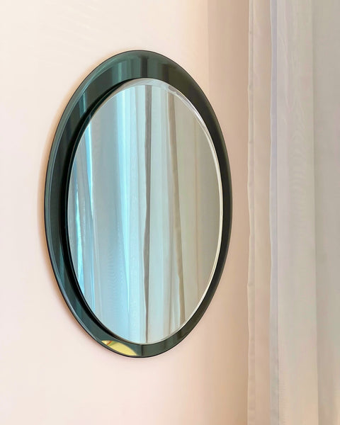 Vintage Green Oval Italian Mirror