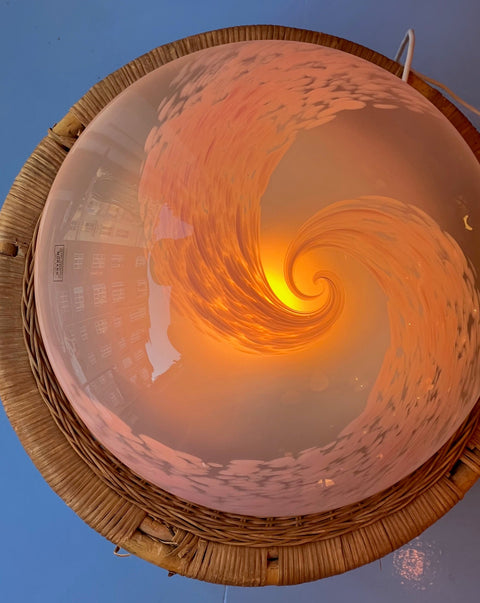 Vintage Murano pink swirl ceiling/wall lamp (D40)