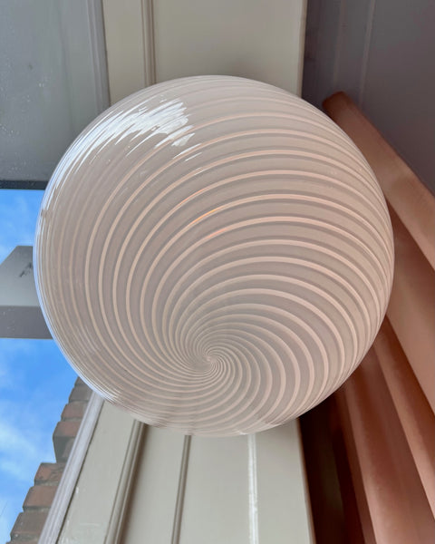 Vintage Murano white swirl ceiling lamp (D40)