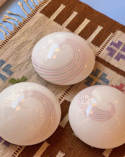Vintage Murano white/pink swirl ceiling/wall lamp