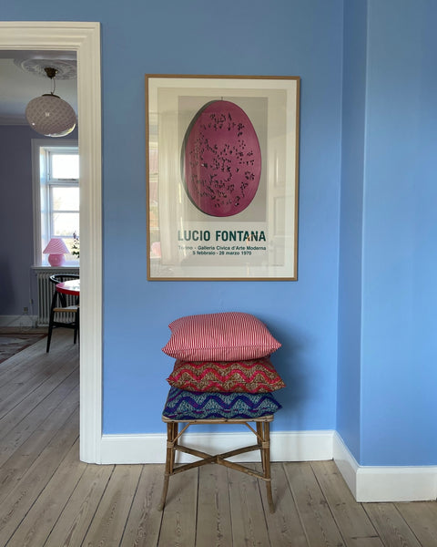 Vintage small rattan side table