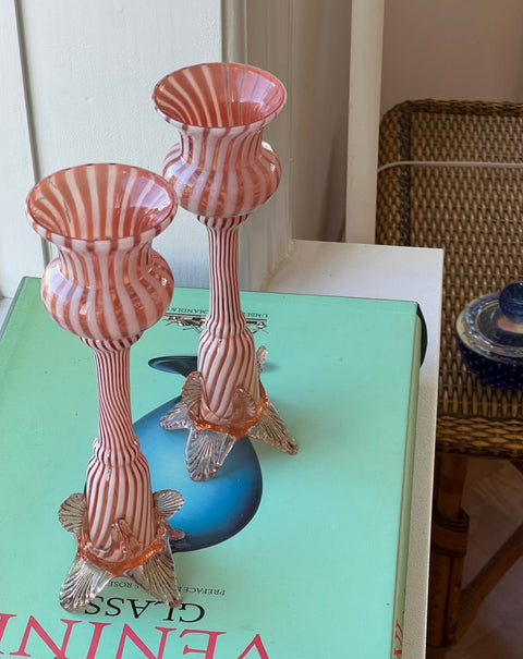 Vintage Murano swirl candle holders