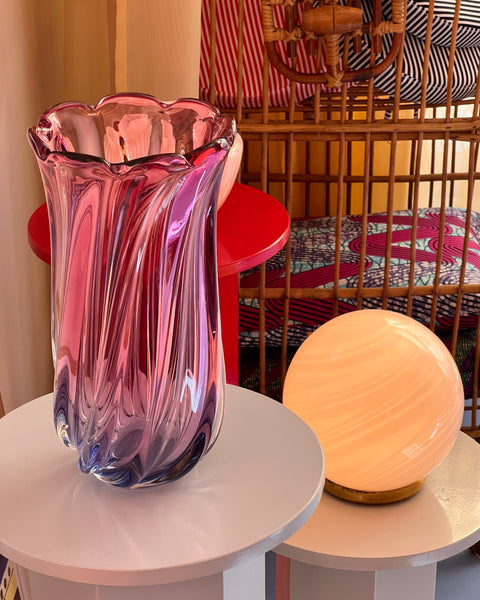 Large vintage pink/purple Murano vase