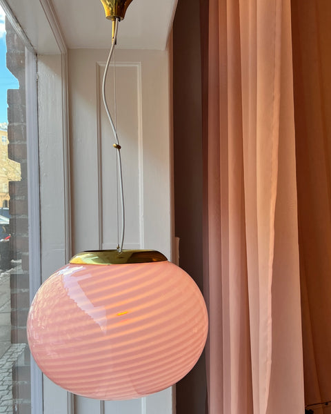 Vintage Murano oval pink swirl ceiling lamp (D40)
