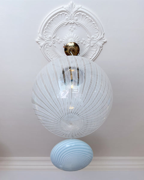 Vintage Murano white/clear ribbon ceiling lamp