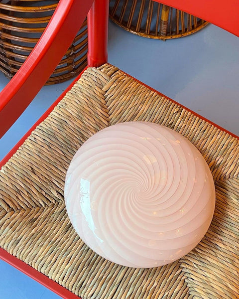 Vintage Murano light pink swirl ceiling/wall lamp