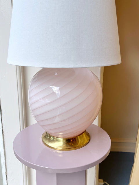 Vintage light pink swirl Murano table lamp (without shade)