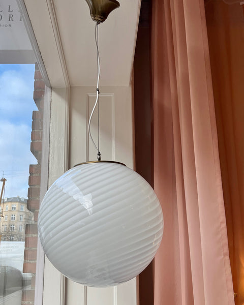 Vintage Murano white swirl ceiling lamp (D40)