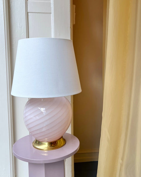 Vintage light pink swirl Murano table lamp (without shade)