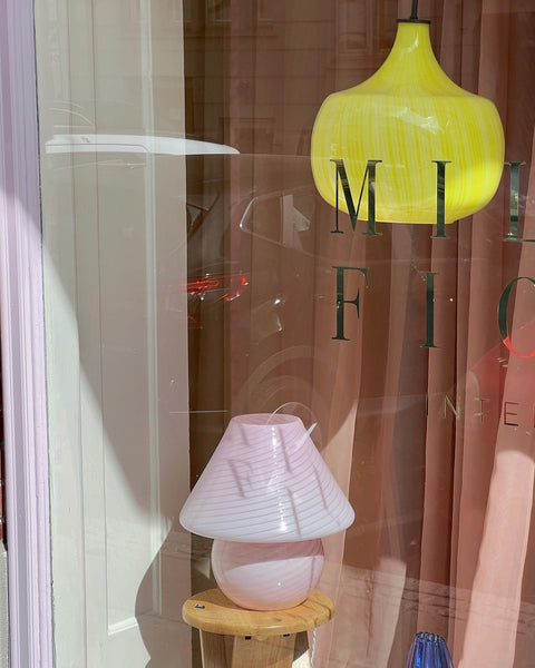 Vintage Massimo Vignelli yellow ceiling lamp (D35)